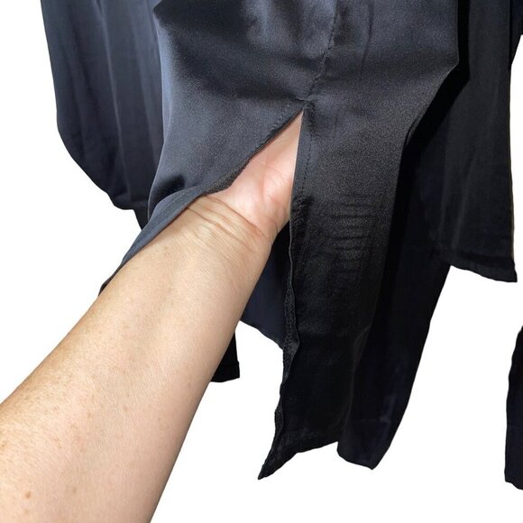 Nicole Miller Womens Pajama Set Size Large Black Long Sleeve Button Down - Picture 3 of 7